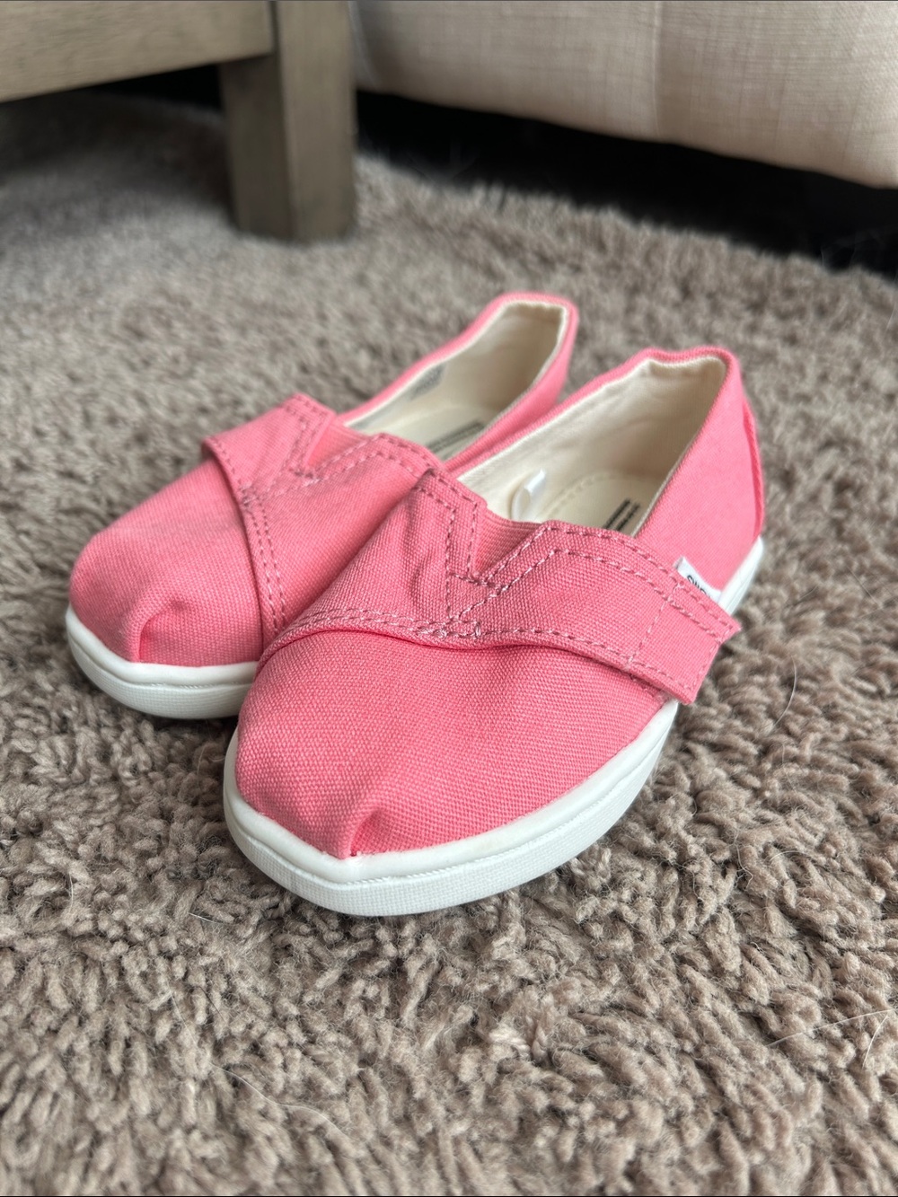 Toms Kids Coral-Pink Canvas Slip Ons
